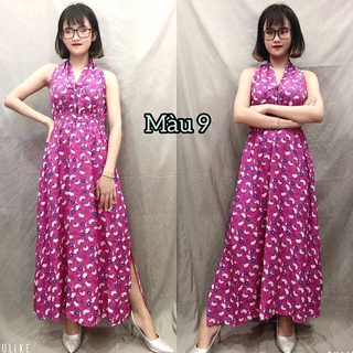 Đầm maxi Cổ buộc Tole Thái tùng xòe rộng
