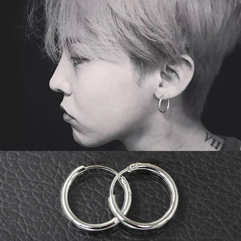 Khuyên Tai Tròn Kim Loại Sáng Bóng