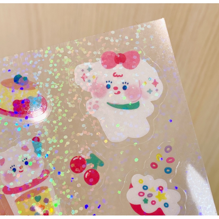 [Hàng mới về] TẤM STICKER DÁN KIM TUYẾN GẤU THỎ