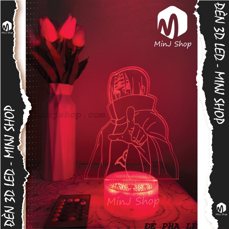 Đèn Ngủ Mica 3D Uchiha Itachi | 16 Màu + Remote | Đèn Ngủ 3D Led Anime Naruto | MinJ Shop