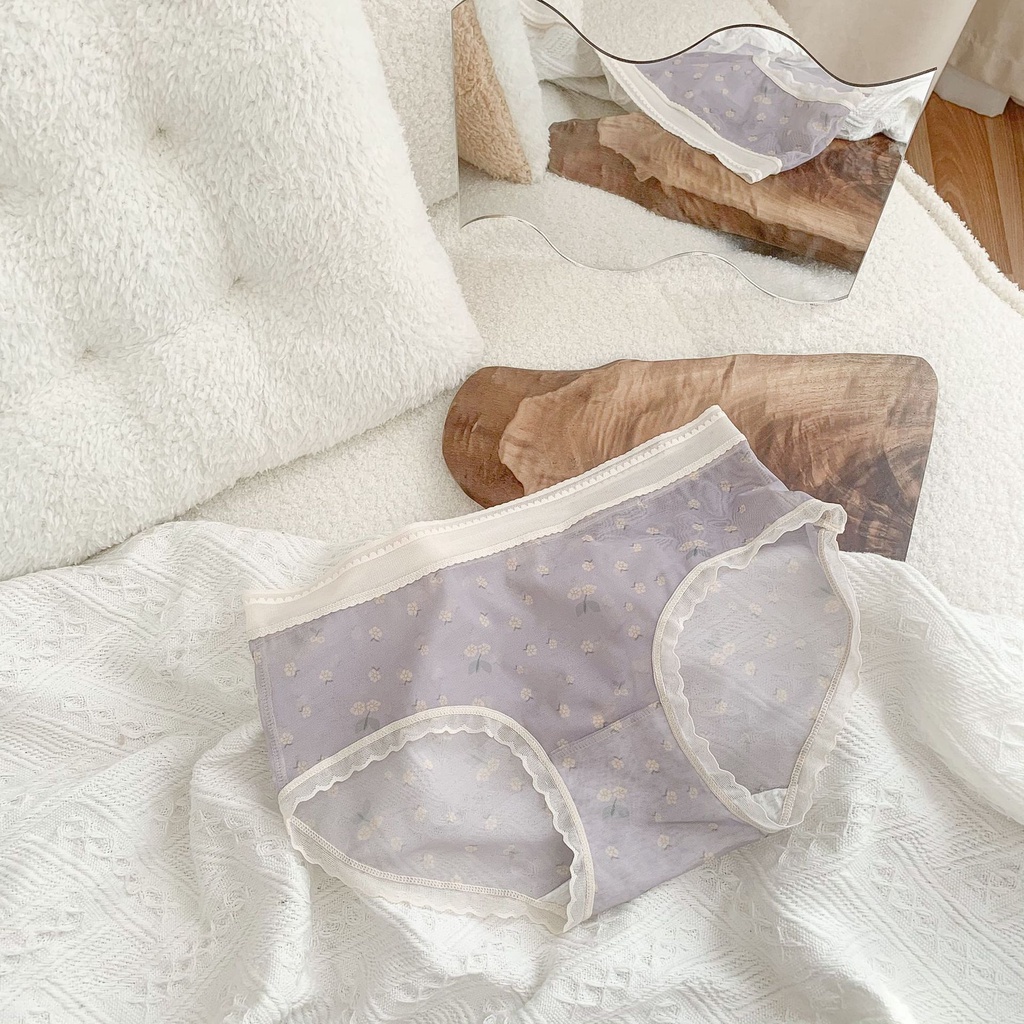 Quần Lót Lưới cotton Xuyên Thấu Họa Tiết Hoa Quyến Rũ Cho Nữ