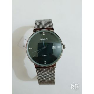 ĐỒNG HỒ NAM HALEI DÂY LƯỚI MẶT ĐEN SANG TRỌNG CAO CẤP