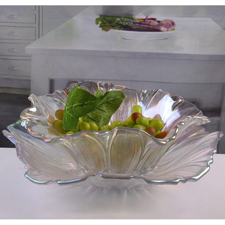 Combo 2 Khay thủy tinh pha lê đựng bánh kẹo, hoa quả