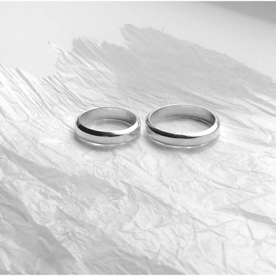 Nhẫn đôi bạc TLEE mẫu trơn bo tròn basic ND0108 ( MIỄN PHÍ KHẮC CHỮ THEO YÊU CẦU)