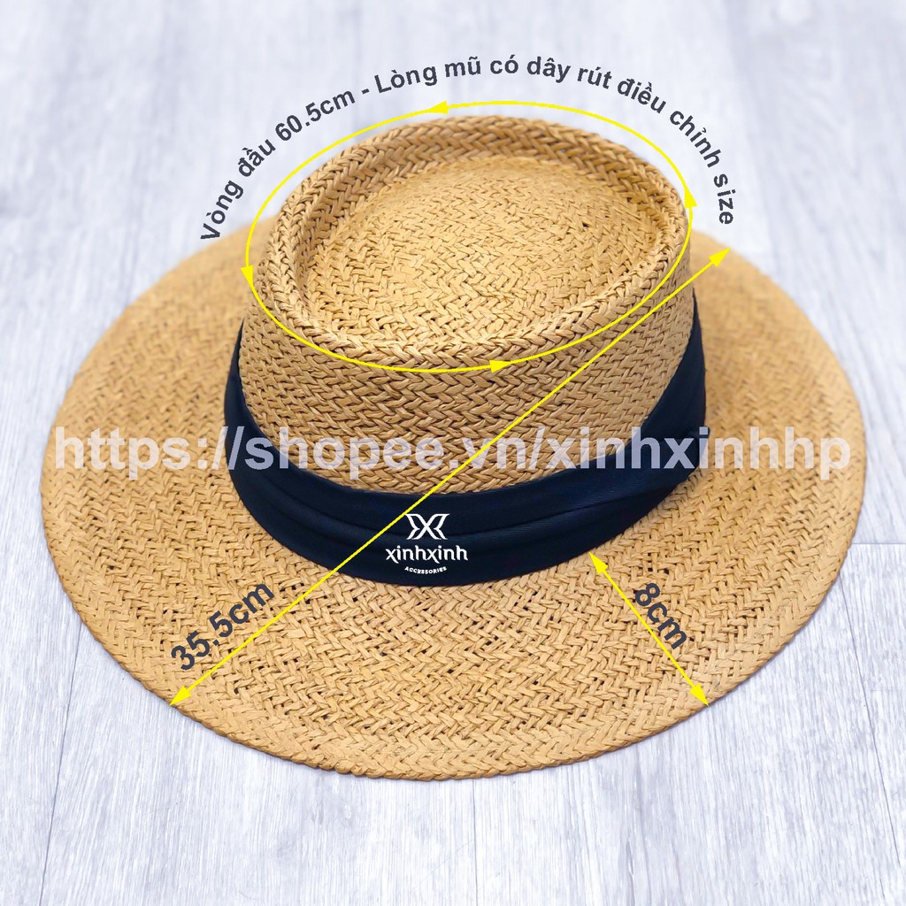 Mũ cói cao cấp đi biển rộng vành tự nhiên gắn ruy băng siêu xinh, nón cói chuẩn form cao cấp