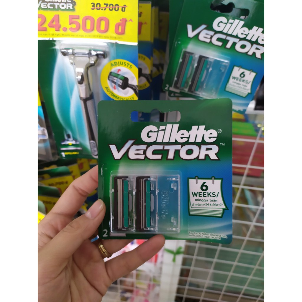 Vỉ 2 Lưỡi Dao Cạo Râu GILLETTE VECTOR Lưỡi kép