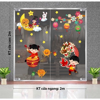 Decal trang trí trung thu 2021 tiếng trống rộng ràng dưới trăng