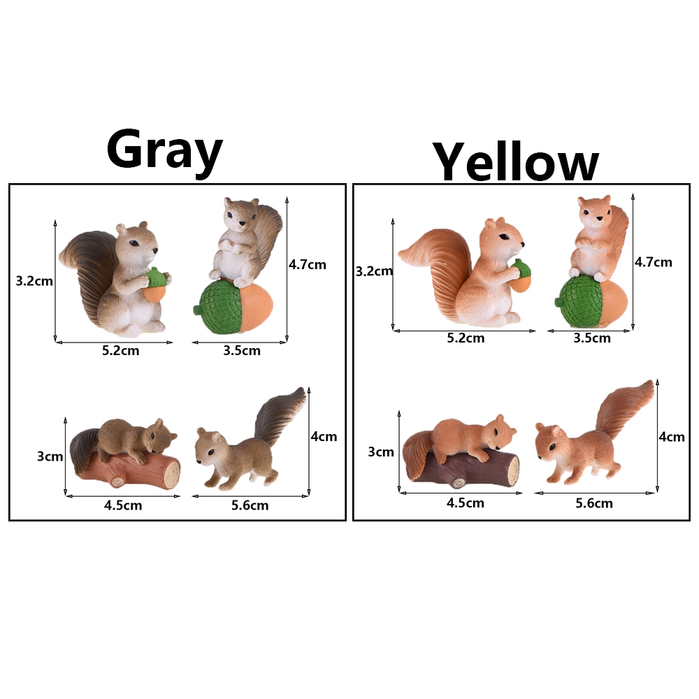 Set 4 Đồ trang trí Sóc Mini Dễ Thương Dùng Trang Trí Sân Vườn