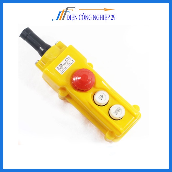 Tay Điều Khiển Máy Tời COB 61H (Đảo Chiều Động Cơ) 2 Nút - Có Nút Dừng Khẩn Cấp