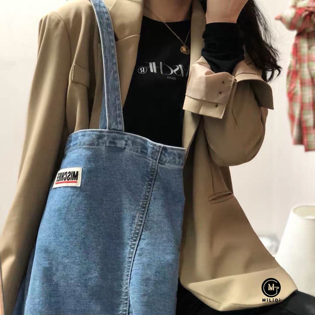 Túi xách denim sức chứa lớn thời trang Hàn Quốc trẻ trung cho nữ