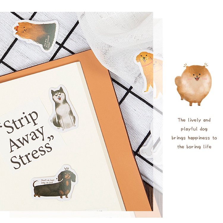 Hộp 46 tấm sticker, hình dán những chú chó đáng yêu