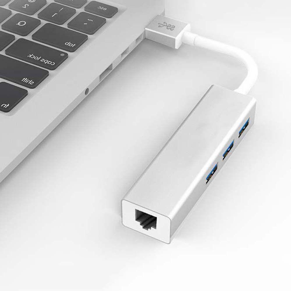 Cáp Chuyển Đổi USB 3.0 Hub / Thẻ Mạng Gigabit USB 3.0 Sang RJ45 4 Trong 1 Chuyên Dụng Cho Laptop