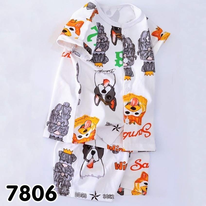 BỘ NGẮN TAY CÀI NÚT GIỮA NHIỀU HỌA TIẾT CHO BÉ TỪ 6KG- 19KG