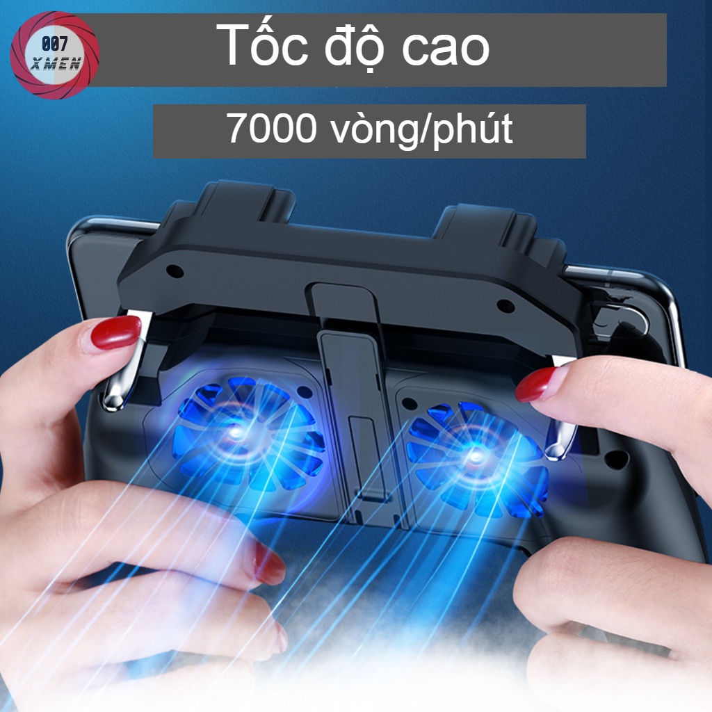 [ FREE SHIP ] Tay cầm chơi game PUBG/FF/ROS Double Fan tích hợp sạc dự phòng Siêu Nhạy