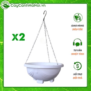 2 Chậu treo chảo xích trồng hoa rủ , chậu nhựa trồng hoa tròn cao cấp chắc chắn đường kính 35cm