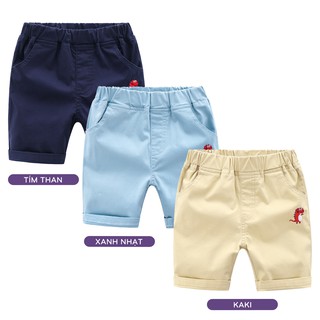 Quần short KAKI bé trai WELLKIDS thêu hình khủng long chất kaki hàng xuất Âu Mỹ