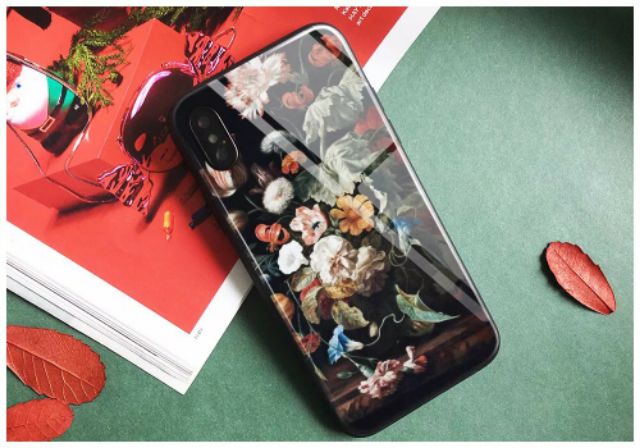 Ốp Lưng Kính Cường Lực / Case Hoa Chống Vỡ Dành Cho 13ProMax 12ProMax 11ProMax X XSMAX Fukishop