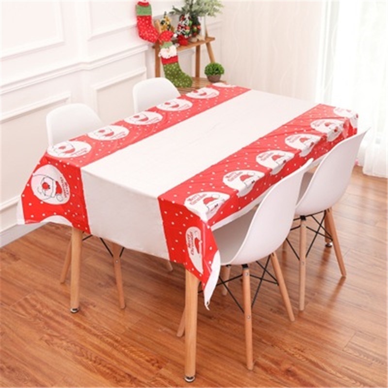 Khăn Trải Bàn PVC 110 * 180cm Chống Nước Hình Chữ Nhật In Họa Tiết Giáng Sinh