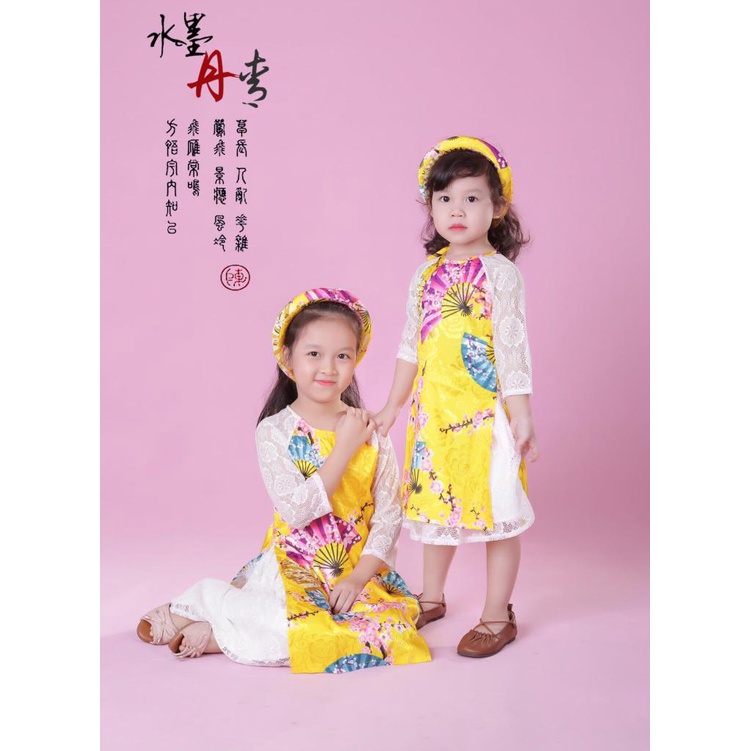 Áo dài phối ren LITIBABY size 6/10