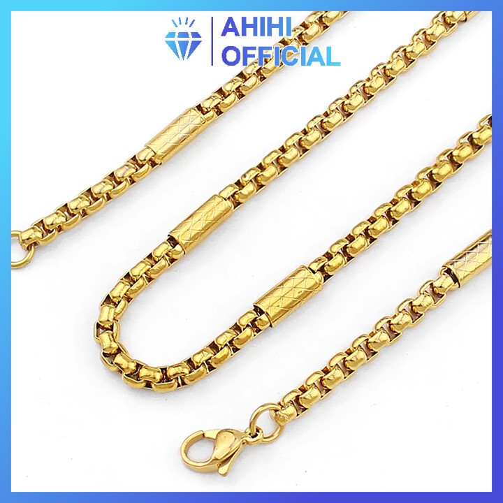 Dây chuyền inox nam cao cấp thời trang rẻ đẹp titan bọc khoanh chạm họa tiết chéo ahihi.official kích cỡ 4mm PTDCNA165