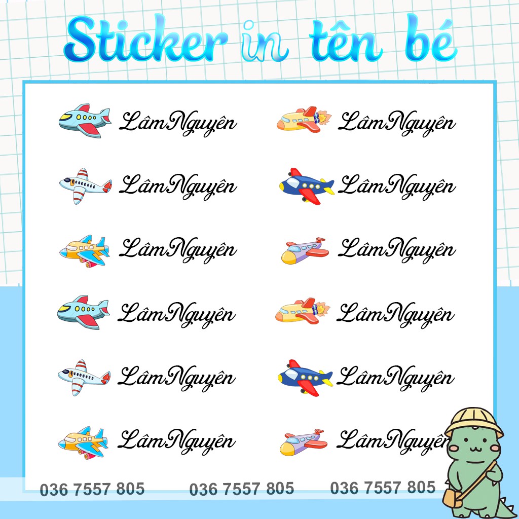 Sticker Dán In Tên Bé - dán đồ dùng học tập cho học sinh - in tên bé theo yêu cầu - giá rẻ nhất năm 2020