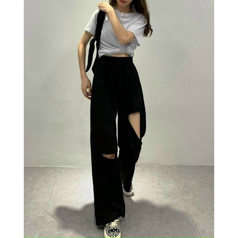 Quần culottes nỉ ngoại ống suông cut out form dáng sport siêu đẹp ⛔️Hàng y hình⛔️