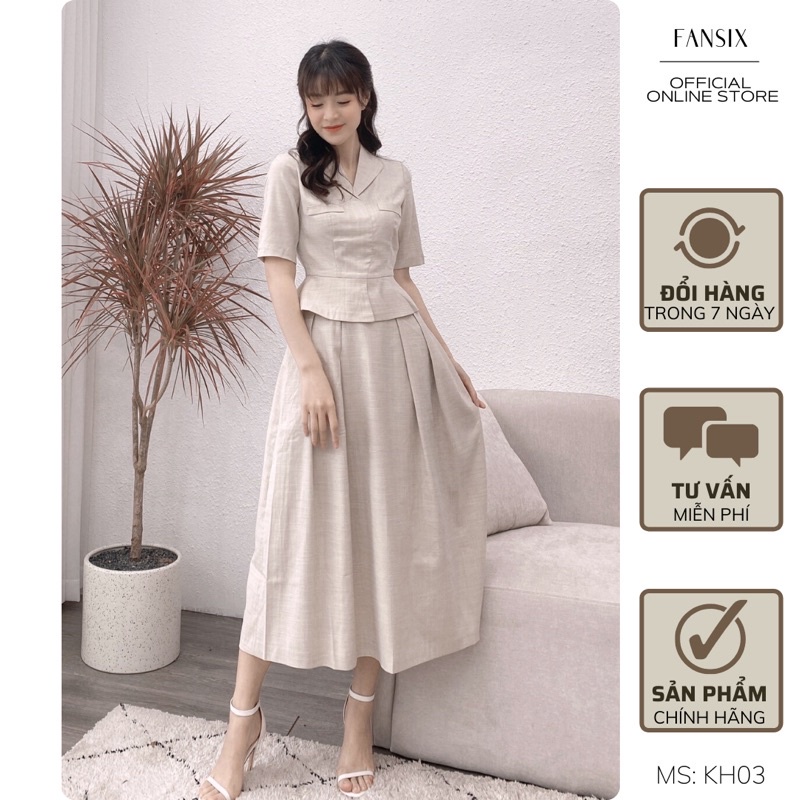 ▼∏❍SET Áo kèm Chân Váy nữ FANSIX - KH03 vải sợi tre óng mịn sang trọng, quý phái