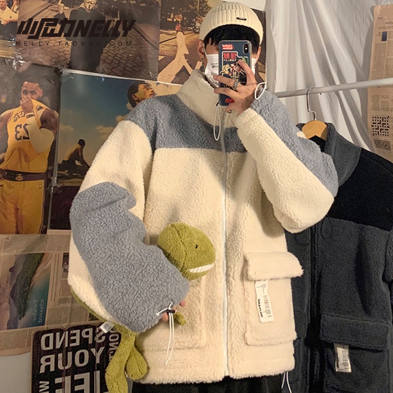 Áo khoác đệm lông cừu giữ ấm phong cách Hàn Quốc tùy chọn màu sắc