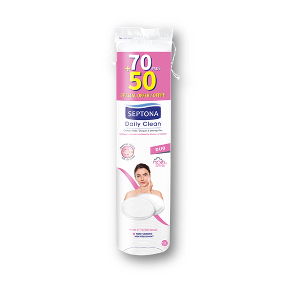 Bông tẩy trang SEPTONA ROUND DUO 120 miếng/Dòng Premium