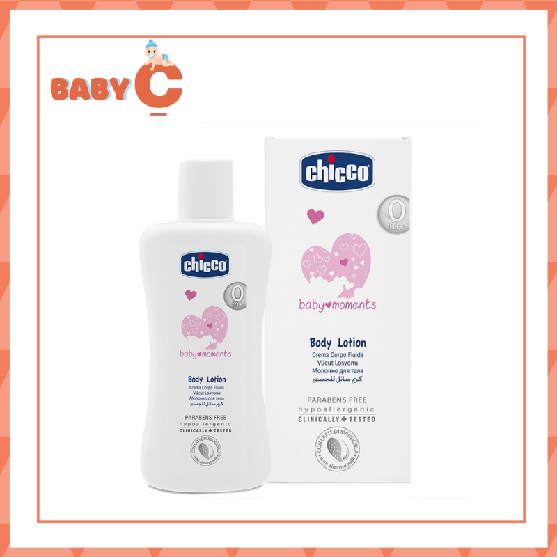 Sữa dưỡng thể chiết xuất hạnh nhân Chicco 200ml dịu nhẹ cho làn da bé BaByC