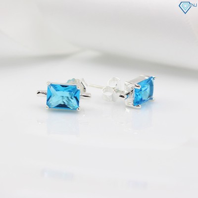 Bông tai sợi dây chuyền đinh mệnh đẹp đính đá xanh dương BTN0050 - Trang Sức TNJ
