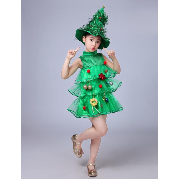 1 Bộ Trang Phục Hóa Trang Cây Thông Giáng Sinh / Năm Mới / Giáng Sinh Dành Cho Bé Gái / Bé Gái A3