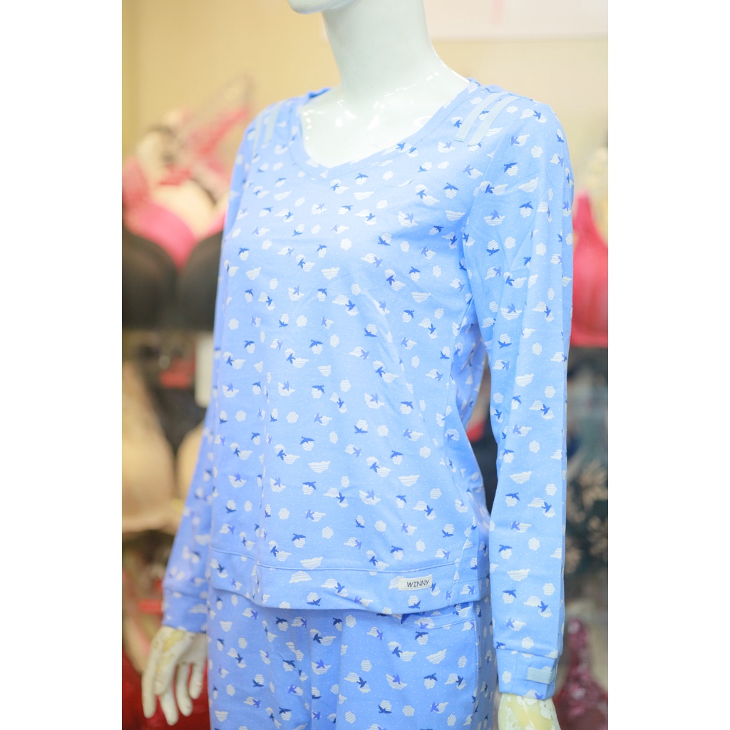 [CHÍNH HÃNG] Bộ đồ nỉ thu đông cao cấp WINNY siêu trẻ trung - SET quần dài áo dài tay mặc nhà màu xanh nhẹ nhàng, nữ tín | BigBuy360 - bigbuy360.vn