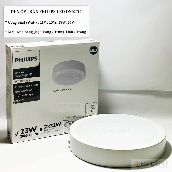 Đèn ốp trần Philips Led DN027C - HÀNG CHÍNH HÃNG ( dải công suất rộng , kiểu dáng đa dạng )