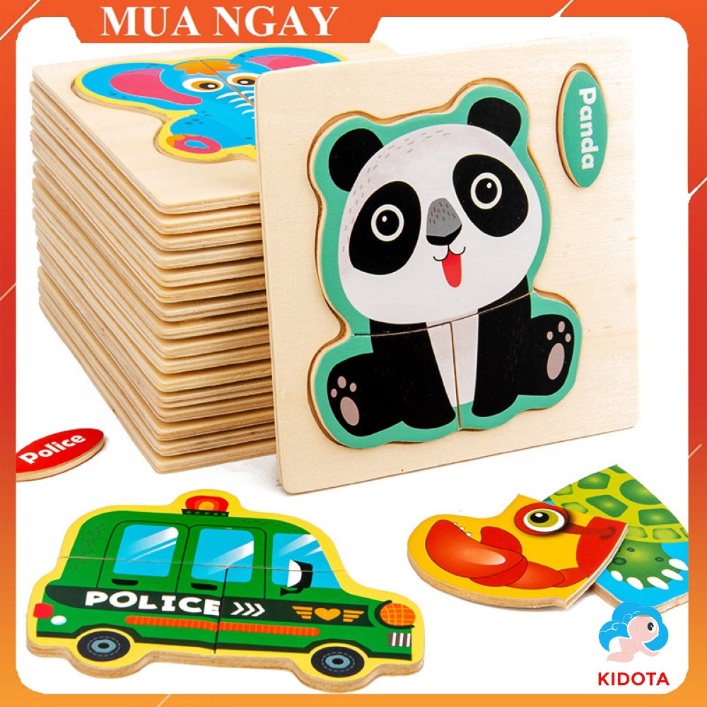 Đồ chơi xếp hình tranh ghép cho bé 4 mảnh ngộ nghĩnh chất liệu gỗ an toàn