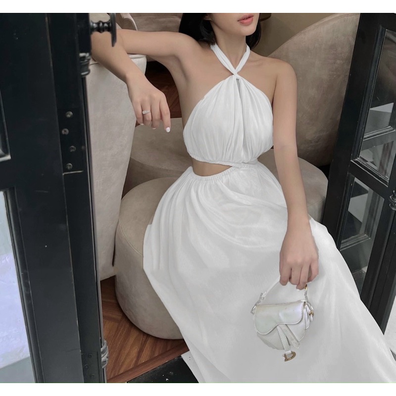 MAXI DÂY CỔ YẾM KHOÉT EO