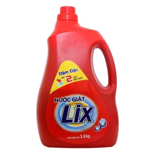 CAN nước giặt LiX 3,8KG TẶNG nước xả LIX 3,8 KG hương hoa hồng