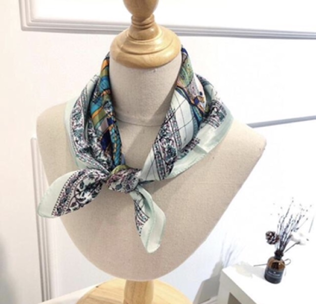 Khăn turban lụa mini size 53x53cm dễ thương - Maben