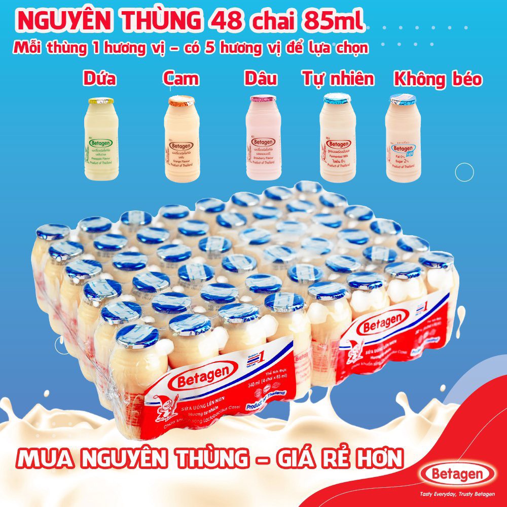 THÙNG 48 CHAI 85ML Sữa uống lên men BETAGEN 85ml