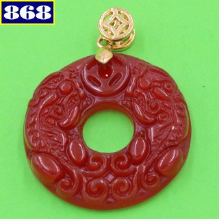 Mặt ngọc bội tỳ hưu đôi 3.3 đỏ