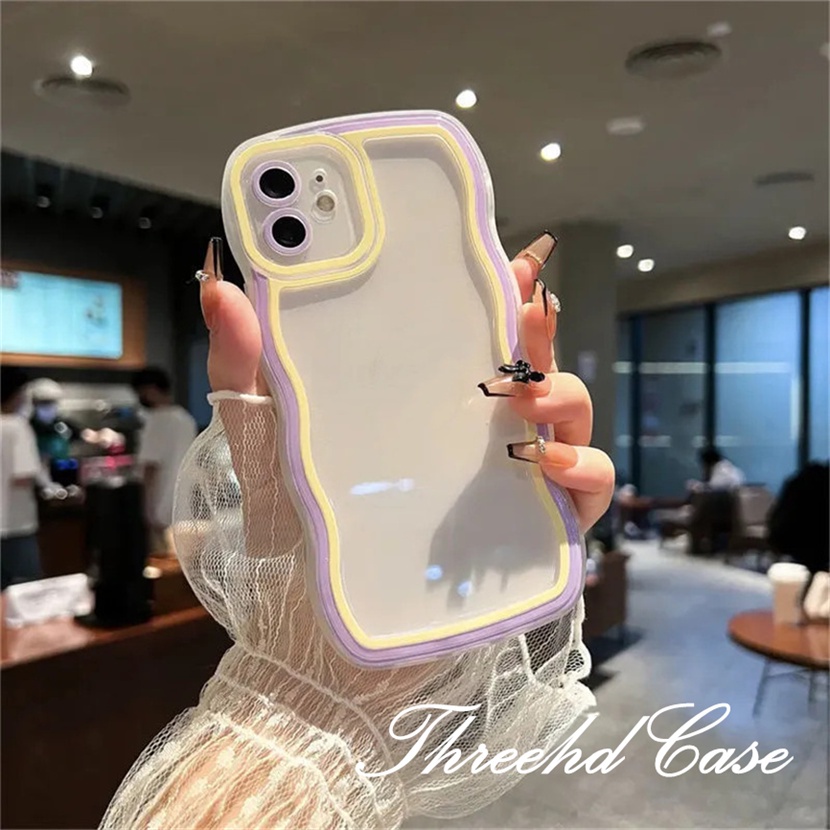 Ốp Điện Thoại Họa Tiết Gợn Sóng Màu Kẹo Ngọt Dành Cho iPhone 14 13 12 11 Pro Max SE2020 X XR Xs Max 7 8 6 6s Plus