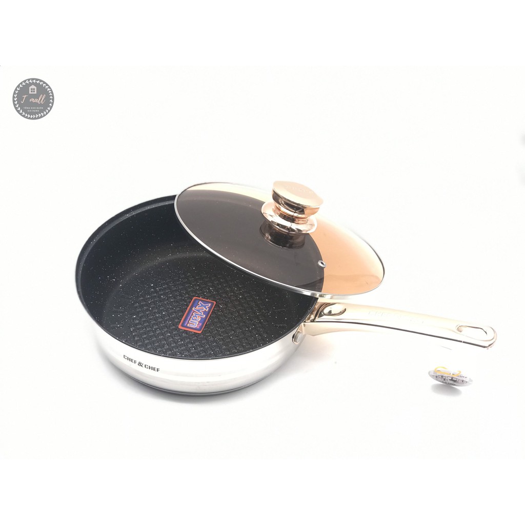 Bộ nồi CHEF&CHEF 6 món 12 chi tiết nắp vung kính, công nghệ Đức, đáy Inox 5 lớp cao cấp, sang trọng- Bảo hành 12 tháng