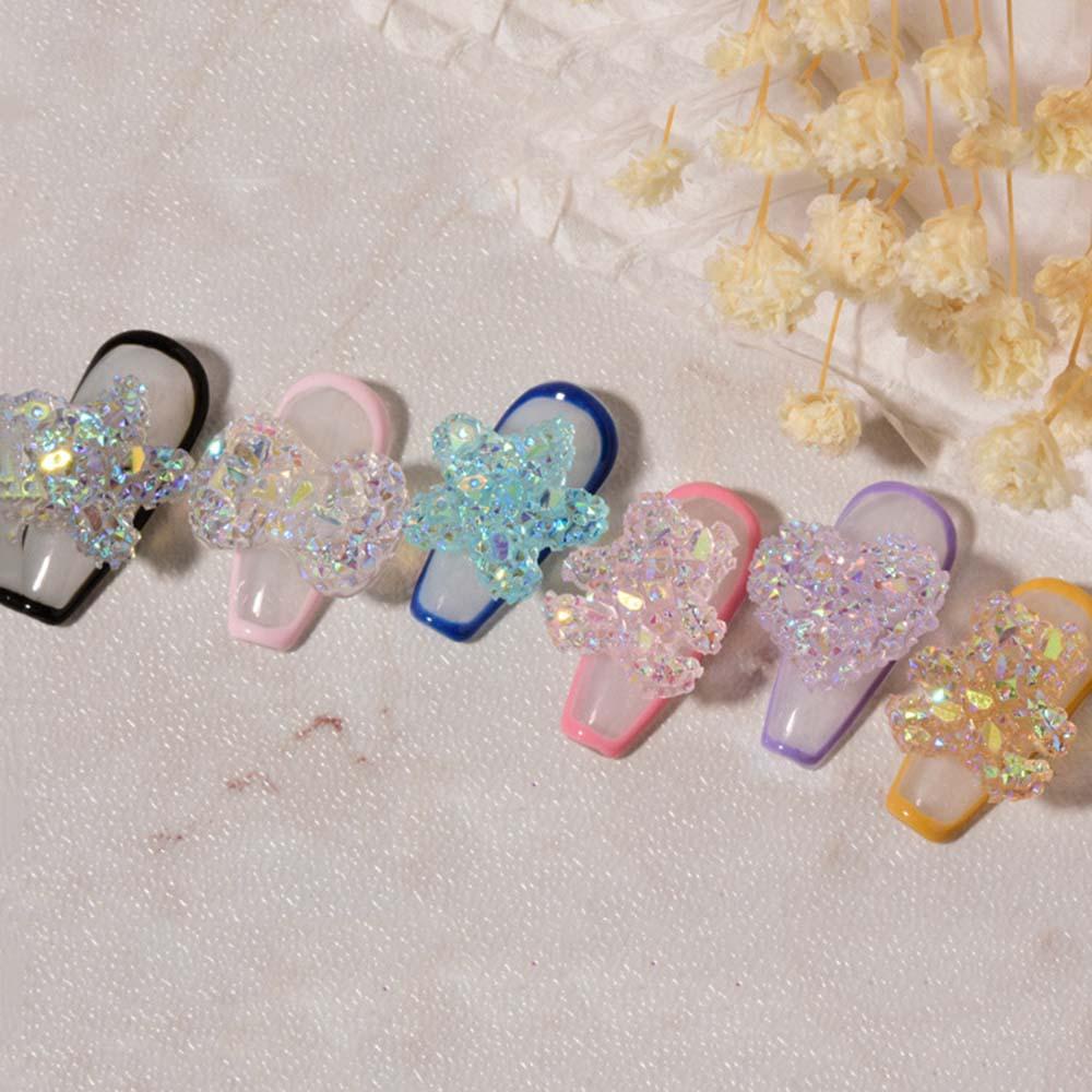 Phụ Kiện Trang Trí Móng Tay 3D Trong Suốt Hình Nơ Cực Quang