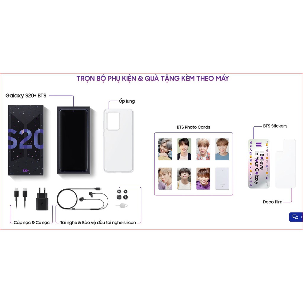 [FULLBOX NGUYÊN SEAL] Combo Samsung Galaxy S20+ BTS Edition và Galaxy Buds+ Phiên bản BTS | WebRaoVat - webraovat.net.vn