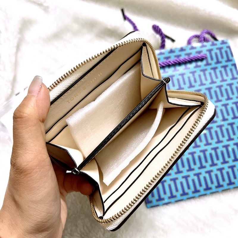 Ví thẻ Tory burch da thật nhỏ xinh, dây kéo hoa xinh lắm