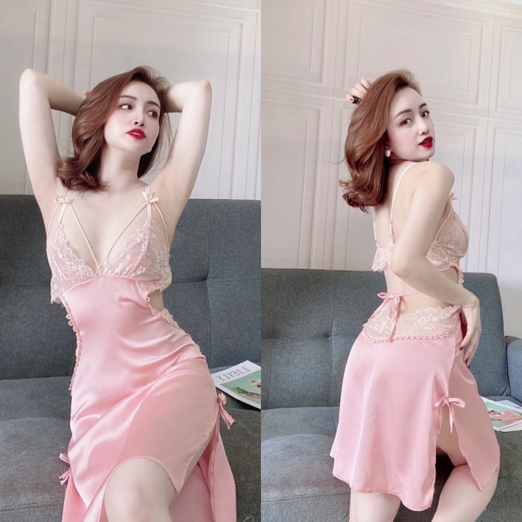 Váy ngủ sexy ❣️FREE SHIP❣️ Đầm ngủ Sexy khoét sườn vải vatin <58kg | BigBuy360 - bigbuy360.vn
