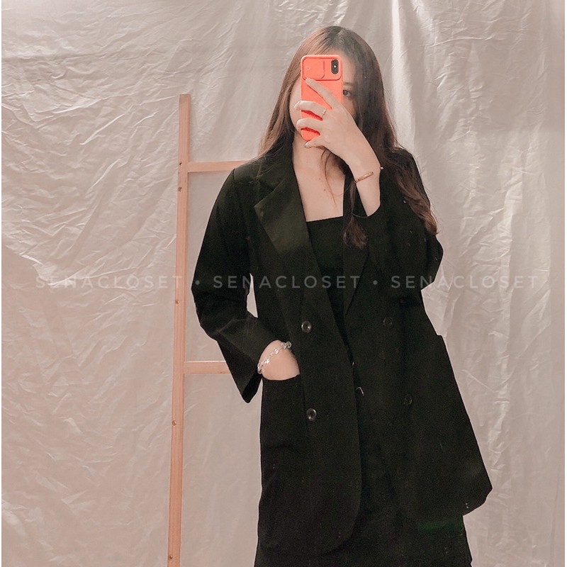 Áo Blazer Đen 1 lớp Quảng châu Style Ulzzang Hàn Quốc ( Ảnh thật/ Video) | BigBuy360 - bigbuy360.vn