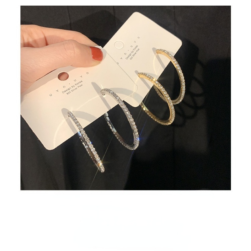 Khuyên Tai Kim Loại Cường Điệu Đính Đá Phong Cách Âu Mỹ