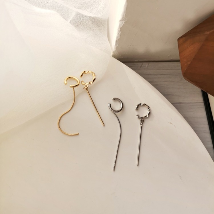 Set 2 khuyên tai kẹp vành một bên không bấm lỗ K199 dáng dài Leous Accessories