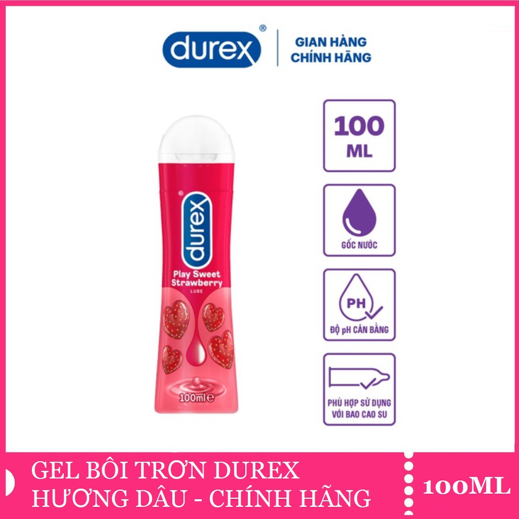 Gel bôi trơn tạo độ ẩm tự nhiên hương dâu Durex Saucy Strawberry - 100ml